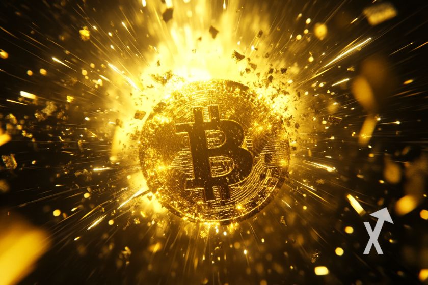 Bitcoin logo with 'BTC' symbol.