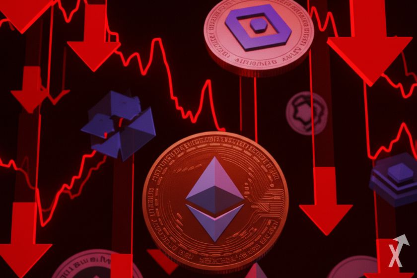 Colorful crypto crash alert screen.