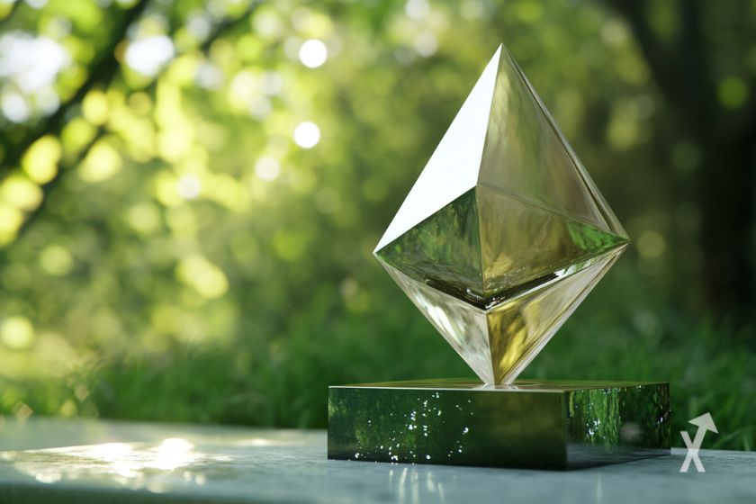 Ethereum logo: stylized geometric diamond design.