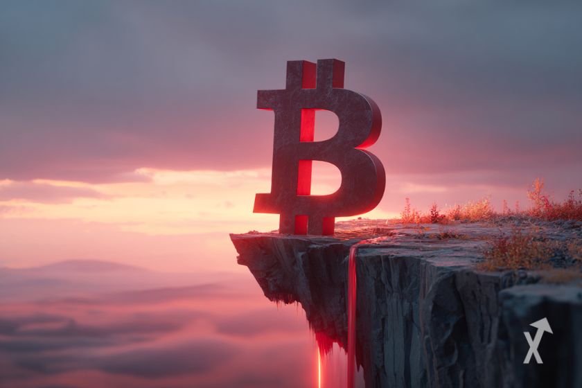 Bitcoin logo: cryptocurrency symbol icon.