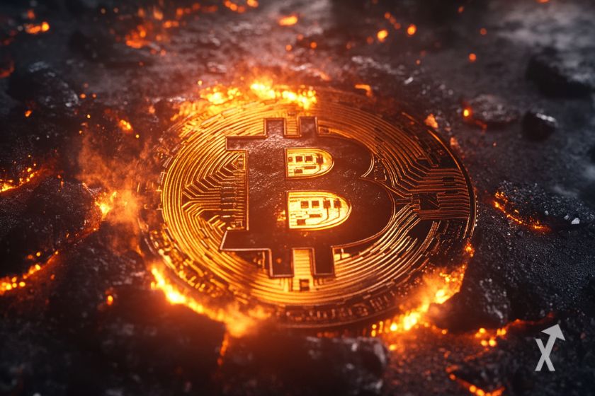Bitcoin logo, digital currency symbol.