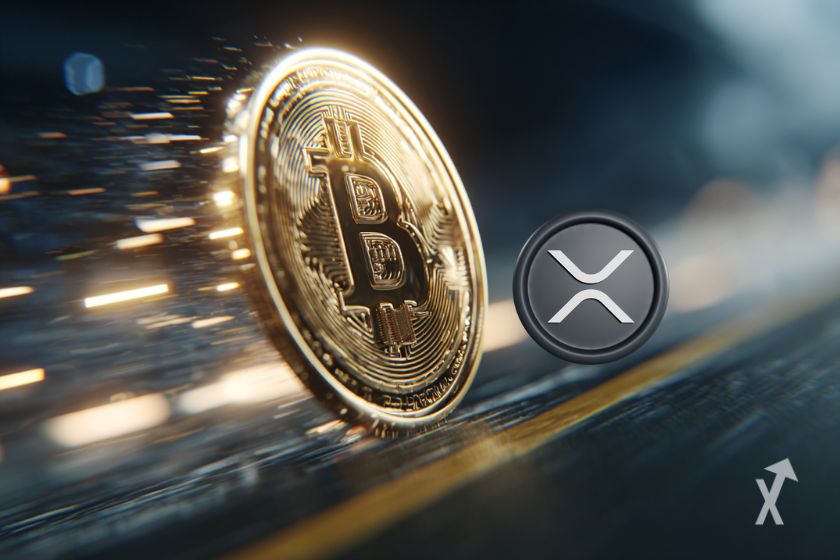 Bitcoin and XRP logos.