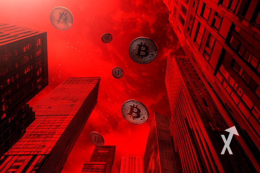 Political figure and cryptocurrency juxtaposition.