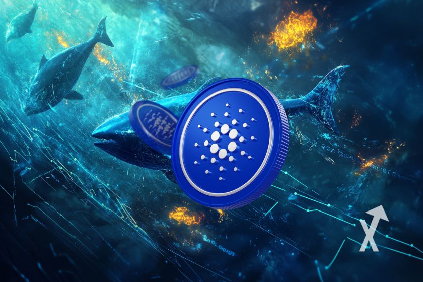 Cryptocurrency Cardano ADA coin illustration.