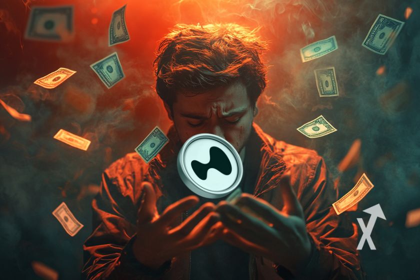 Futuristic trader with digital charts.