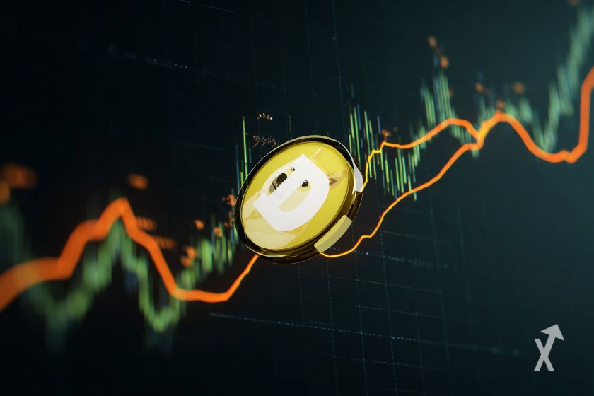 The Dogecoin cryptocurrency token.