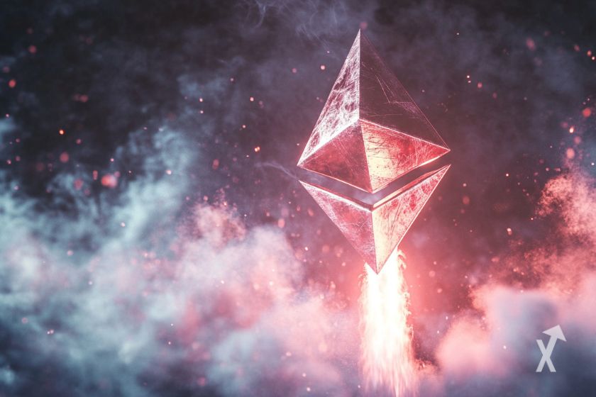 Ethereum soaring in the sky.