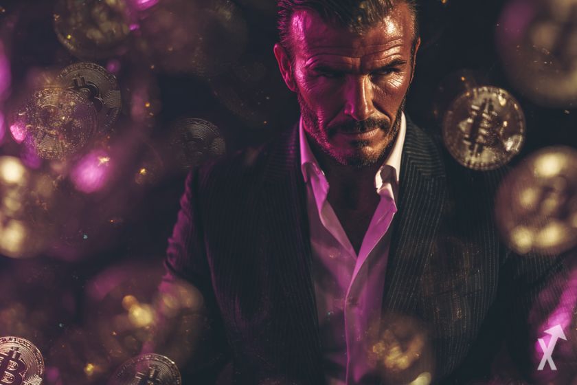 Celebrity David Beckham promoting Bitcoin.