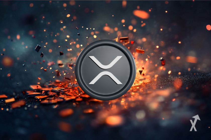 XRP logo: digital currency symbol.
