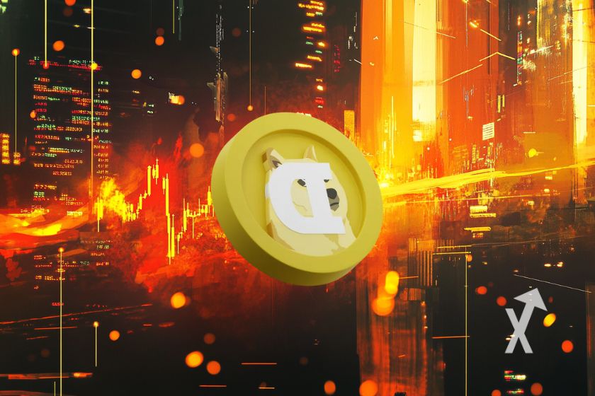 Cute Dog with Dogecoin Logo