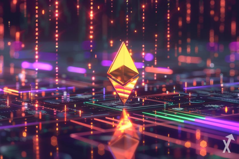 Cryptocurrency Ethereum symbol in blue colour.