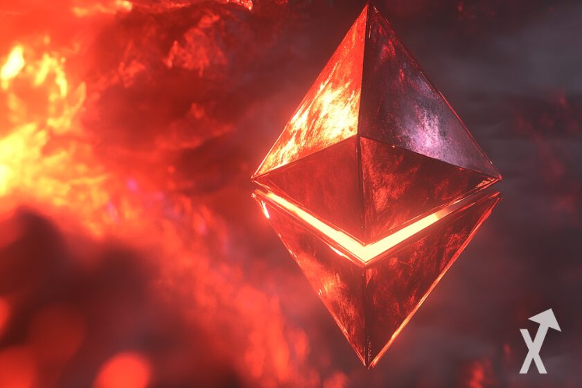 Ethereum cryptocurrency symbol in grey.