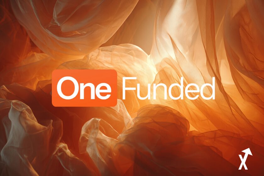 Orange and white Onefunded logo on background.