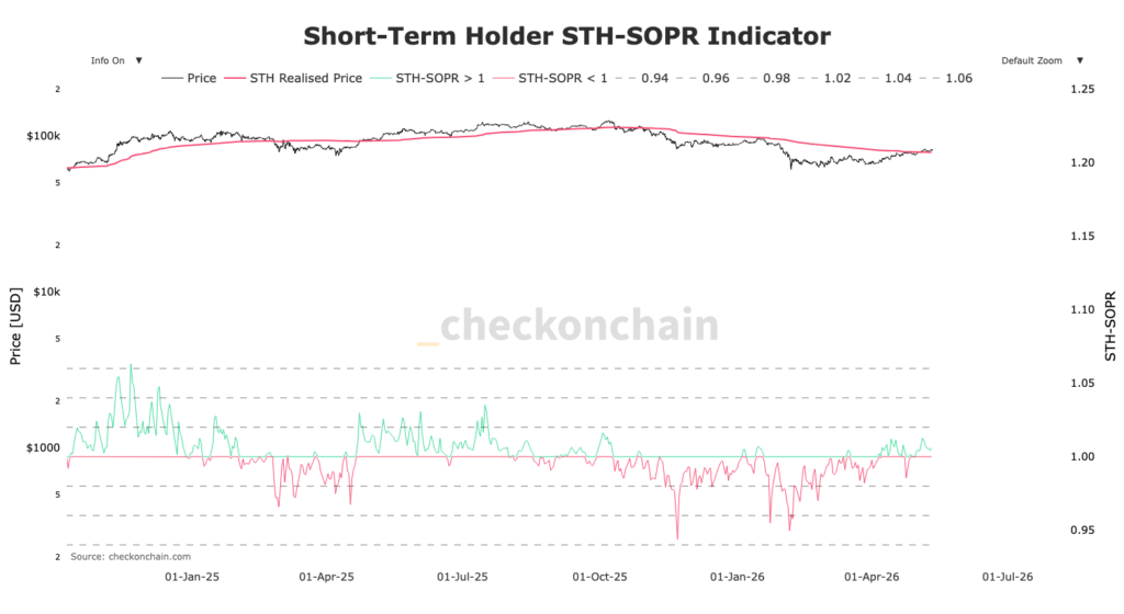 Short Term Holders (STH) SOPR with green/red curve